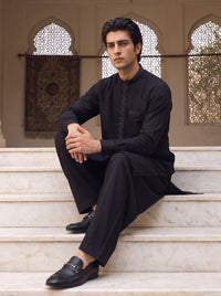 Black Wash and Wear Kameez Shalwar