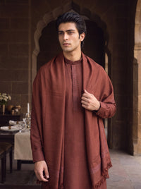 Rust Woolen Shawl Suit