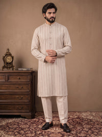 Cream Embroidered Kurta Pajama
