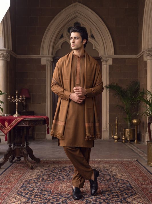 Sandalwood Woolen Shawl Suit