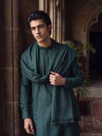 Bottle Green Woolen Shawl Suit
