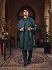 Bottle Green Woolen Shawl Suit