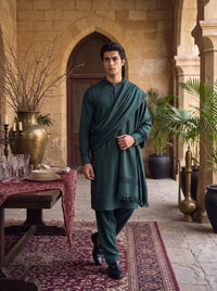 Bottle Green Woolen Shawl Suit