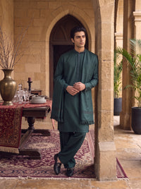 Bottle Green Woolen Shawl Suit