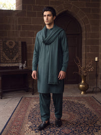 Bottle Green Woolen Shawl Suit