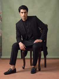 Black Sherwani Gown with Kurta Pajama