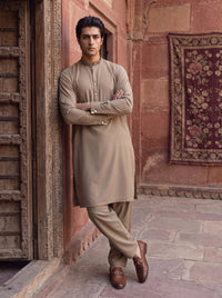 Sand Beige Wash and Wear Kameez Shalwar