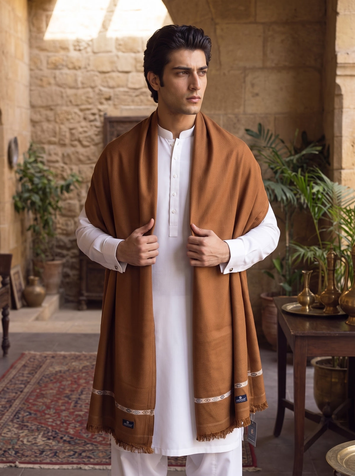 Caramel Brown Woolen Shawl