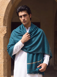 Deep Teal Blue Woolen Shawl