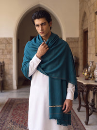 Deep Teal Blue Woolen Shawl