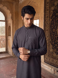 Graphite Grey Winter Blended Wash and Wear Kameez Shalwar
