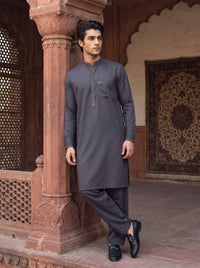 Graphite Grey Winter Blended Wash and Wear Kameez Shalwar