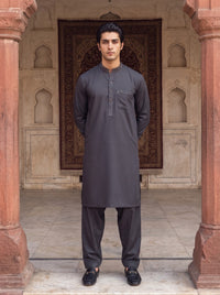 Graphite Grey Winter Blended Wash and Wear Kameez Shalwar