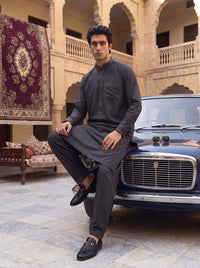 Graphite Grey Winter Blended Wash and Wear Kameez Shalwar