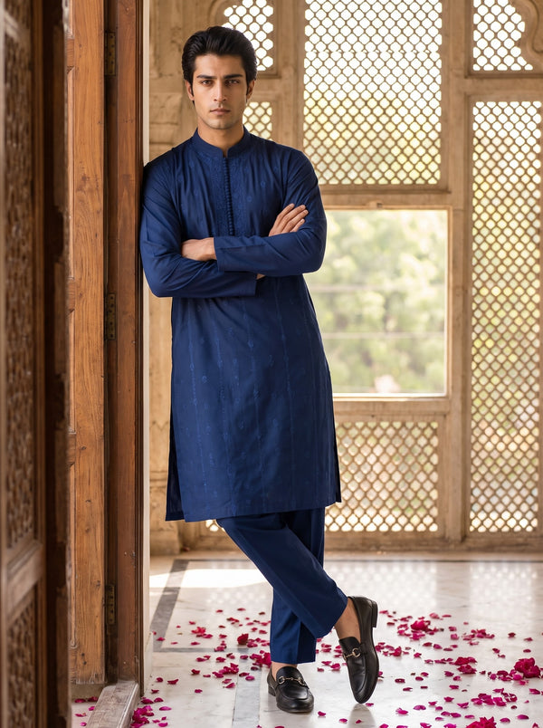 Royal Blue Embroidered Kurta Pajama